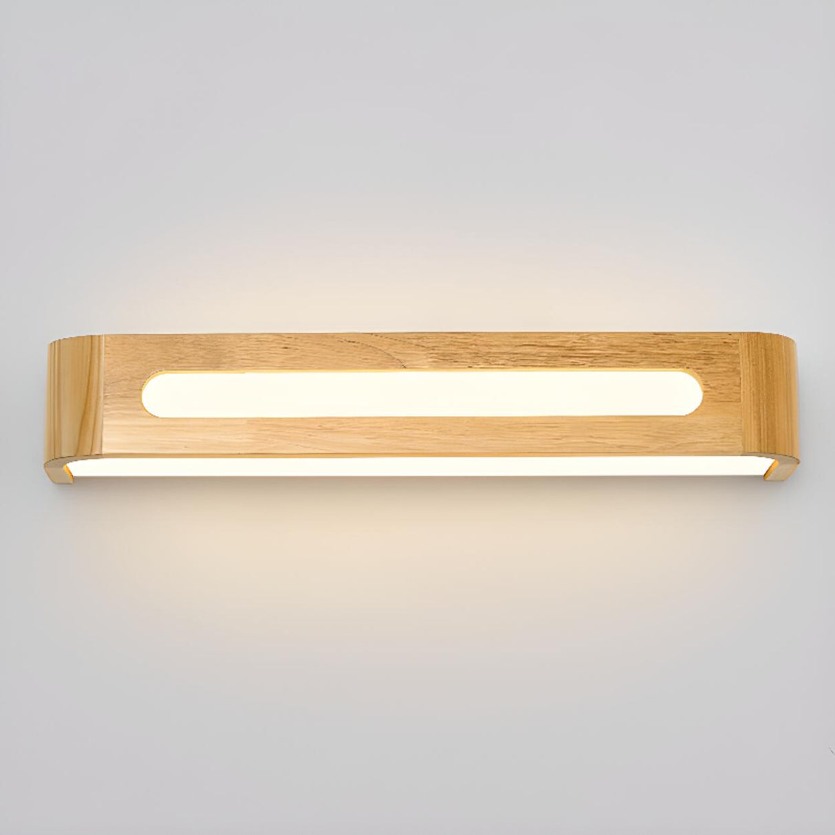 Modern Display Shelf Wooden Rectangle Vanity Light Image - 23