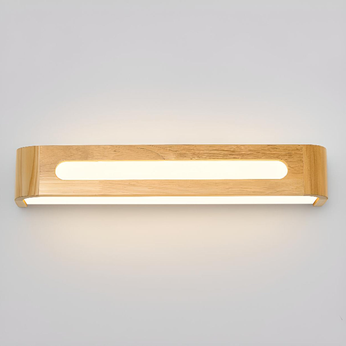 Modern Display Shelf Wooden Rectangle Vanity Light Image - 24