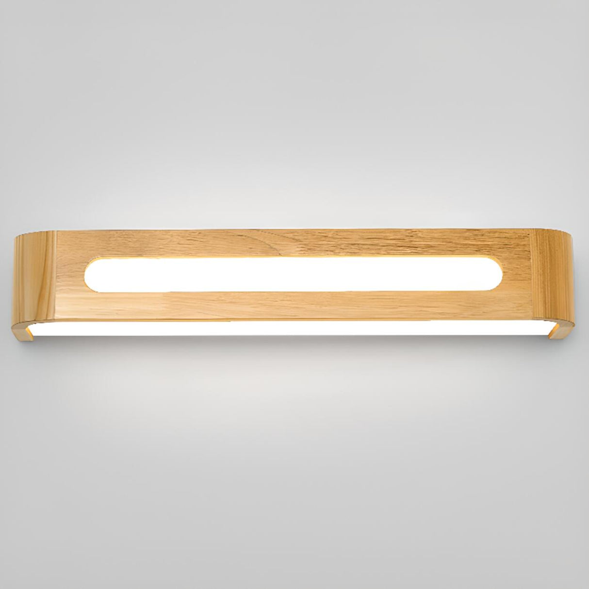 Modern Display Shelf Wooden Rectangle Vanity Light Image - 25