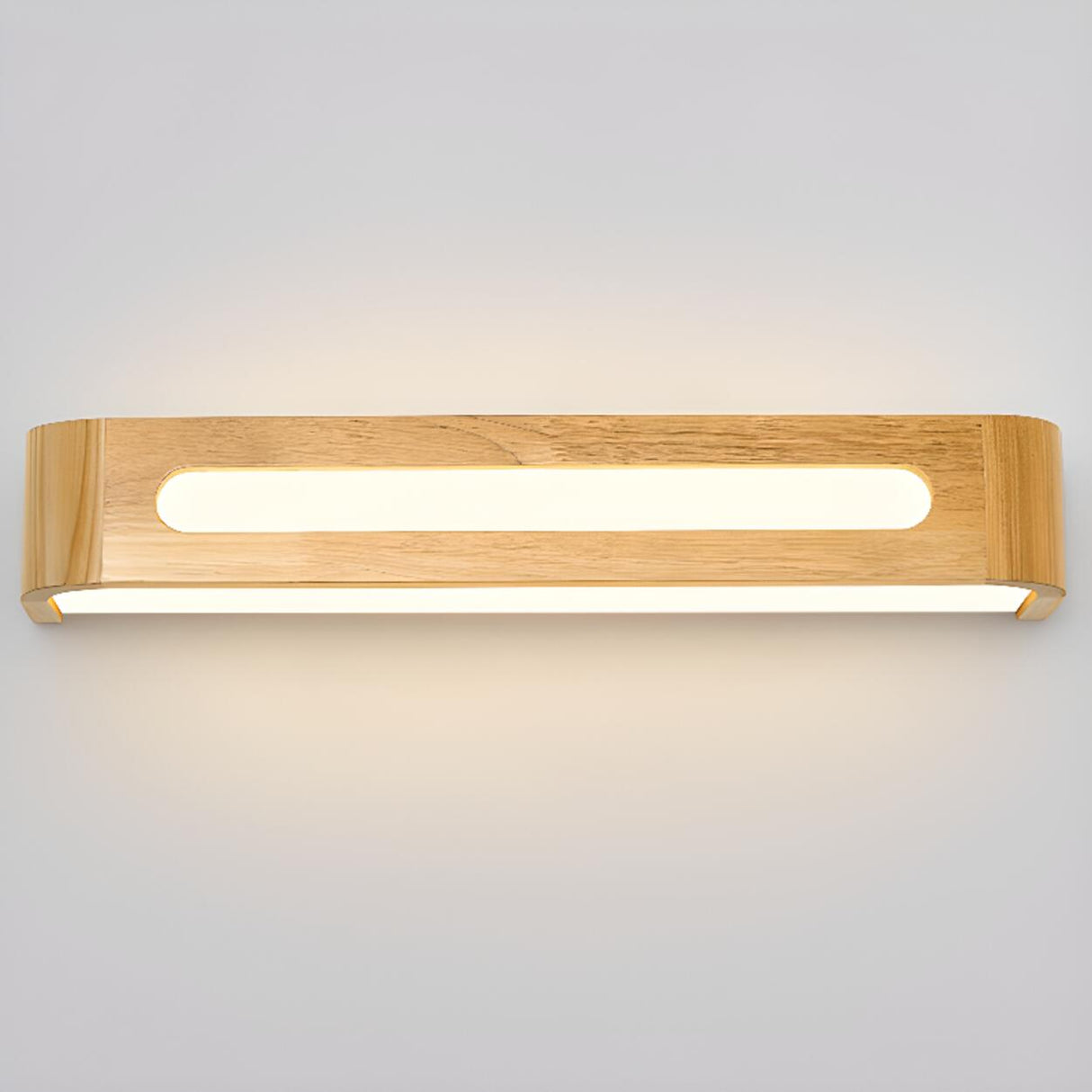 Modern Display Shelf Wooden Rectangle Vanity Light Image - 26