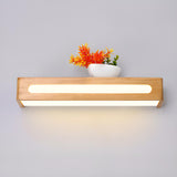 Modern Display Shelf Wooden Rectangle Vanity Light Image - 3