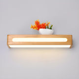 Modern Display Shelf Wooden Rectangle Vanity Light Image - 5