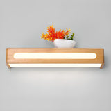 Modern Display Shelf Wooden Rectangle Vanity Light Image - 7