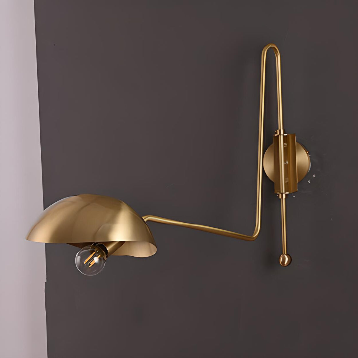 Modern Dome Bedroom LED Swing Arm Wall Sconce Image - 3