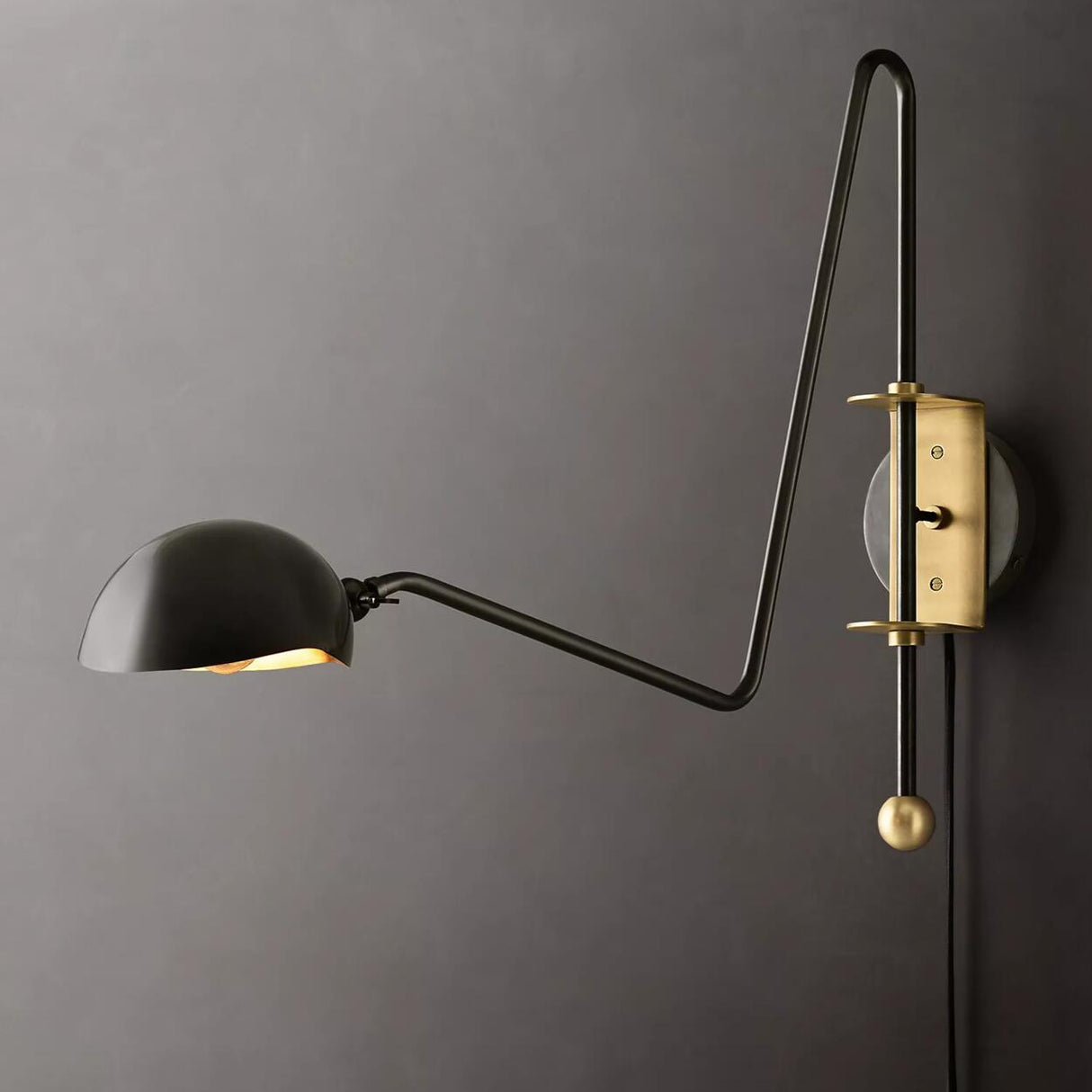 Modern Dome Bedroom LED Swing Arm Wall Sconce Image - 4