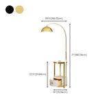 Modern Dome Black Arc Floor Lamp with Side Table #size