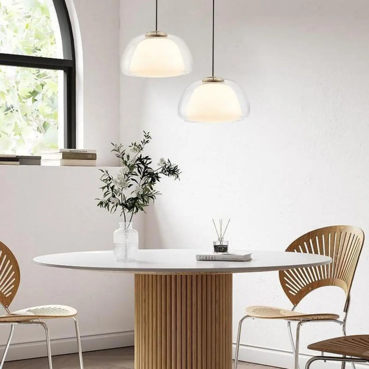 Modern Dome Clear Glass Dining Room Pendant Light Image - 11