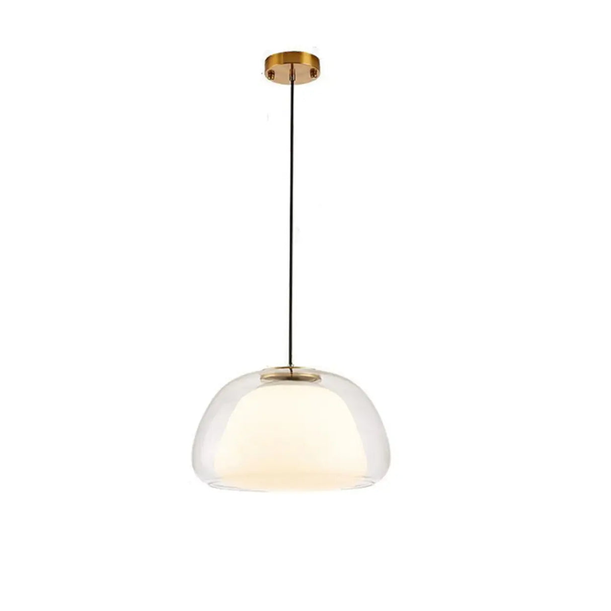 Modern Dome Clear Glass Dining Room Pendant Light Image - 3