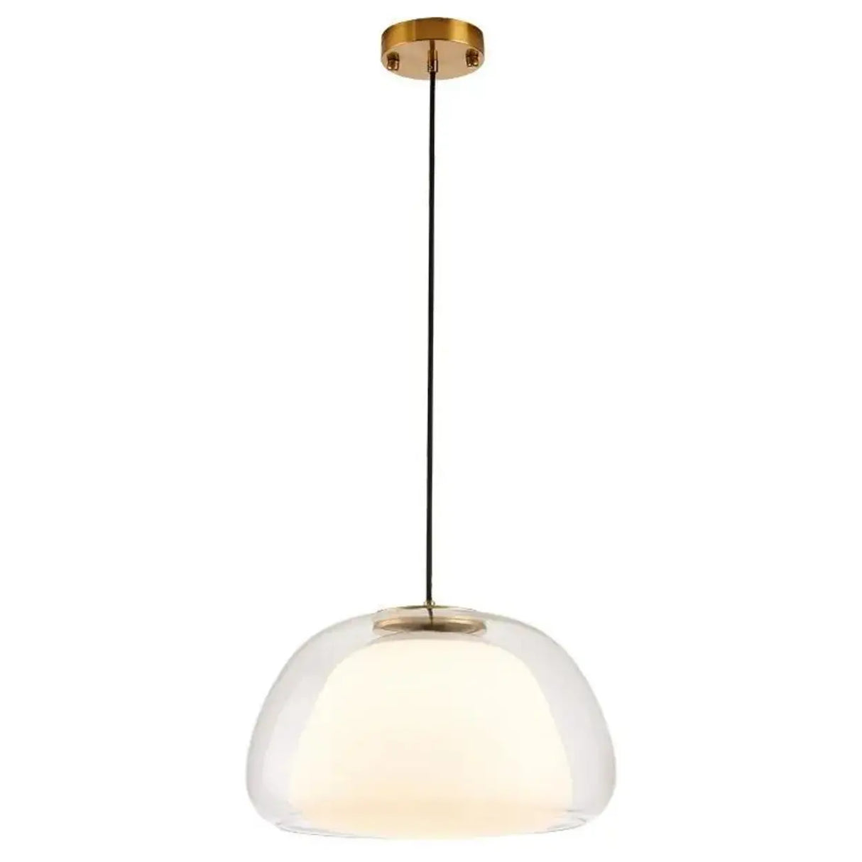 Modern Dome Clear Glass Dining Room Pendant Light Image - 7