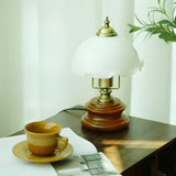 Modern Dome Flower Shade Metal Base Bedroom Table Lamp Image - 15