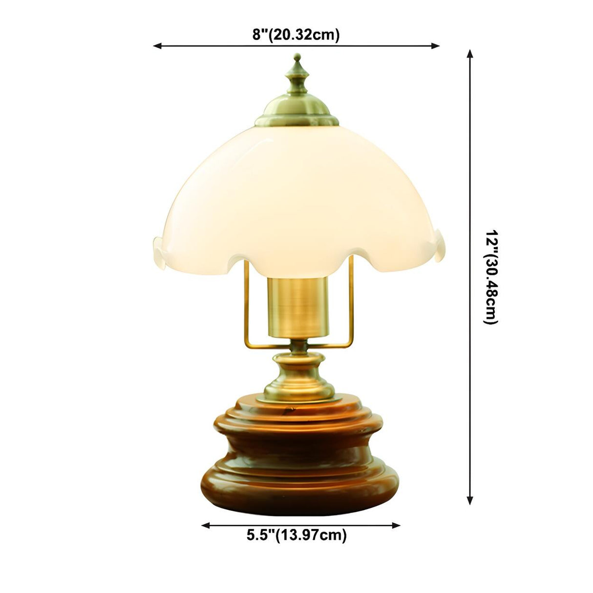 Modern Dome Flower Shade Metal Base Bedroom Table Lamp 