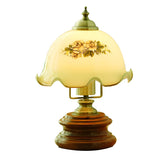 Modern Dome Flower Shade Metal Base Bedroom Table Lamp Image - 8