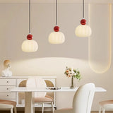 Modern Dome Metal Pendant Dining Room Red Large 3-Light Image - 1