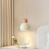 Modern Dome Minimalist Beige Bedroom Pendant Light Image - 3