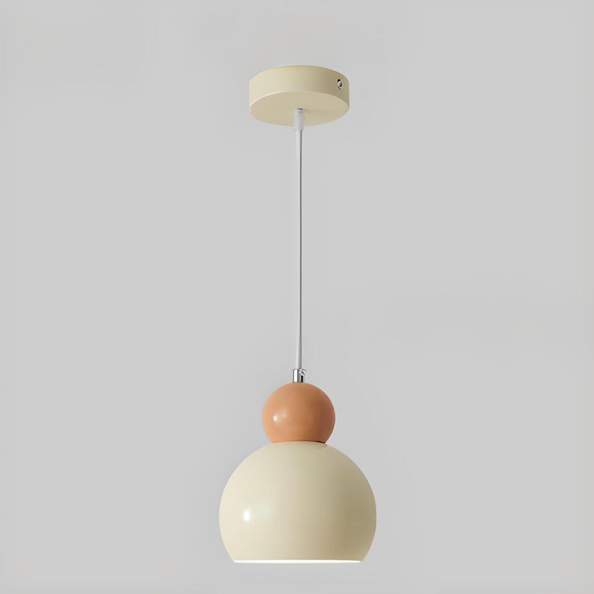 Modern Dome Minimalist Beige Bedroom Pendant Light Image - 6