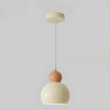 Modern Dome Minimalist Beige Bedroom Pendant Light Image - 6