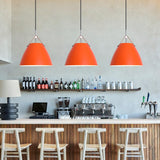 Modern Dome Orange Pendant Light Adjustable Height Image - 1