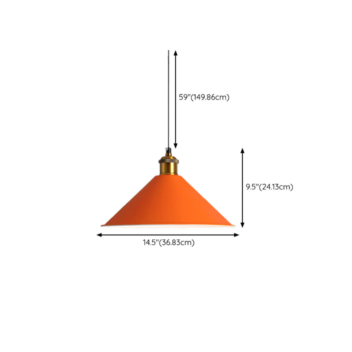 Modern Dome Orange Pendant Light Adjustable Height 