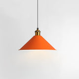 Modern Dome Orange Pendant Light Adjustable Height Image - 2