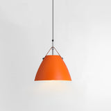 Modern Dome Orange Pendant Light Adjustable Height Image - 3