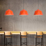 Modern Dome Orange Pendant Light Adjustable Height Image - 4