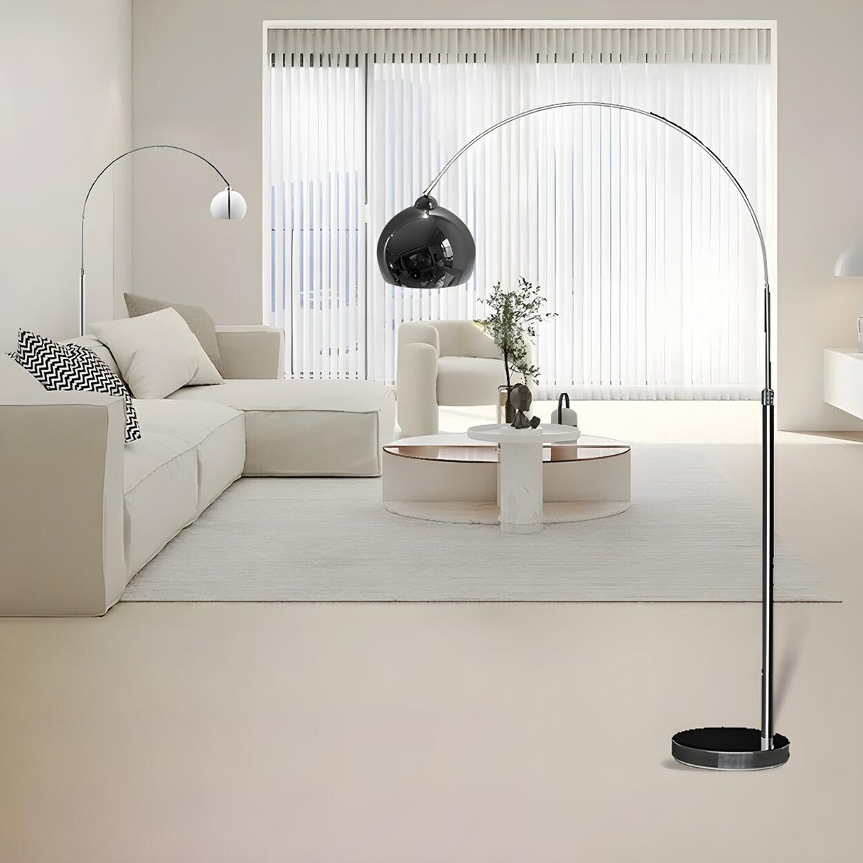 Modern Dome Shade Black Arched Adjustable Floor Lamp Image - 7