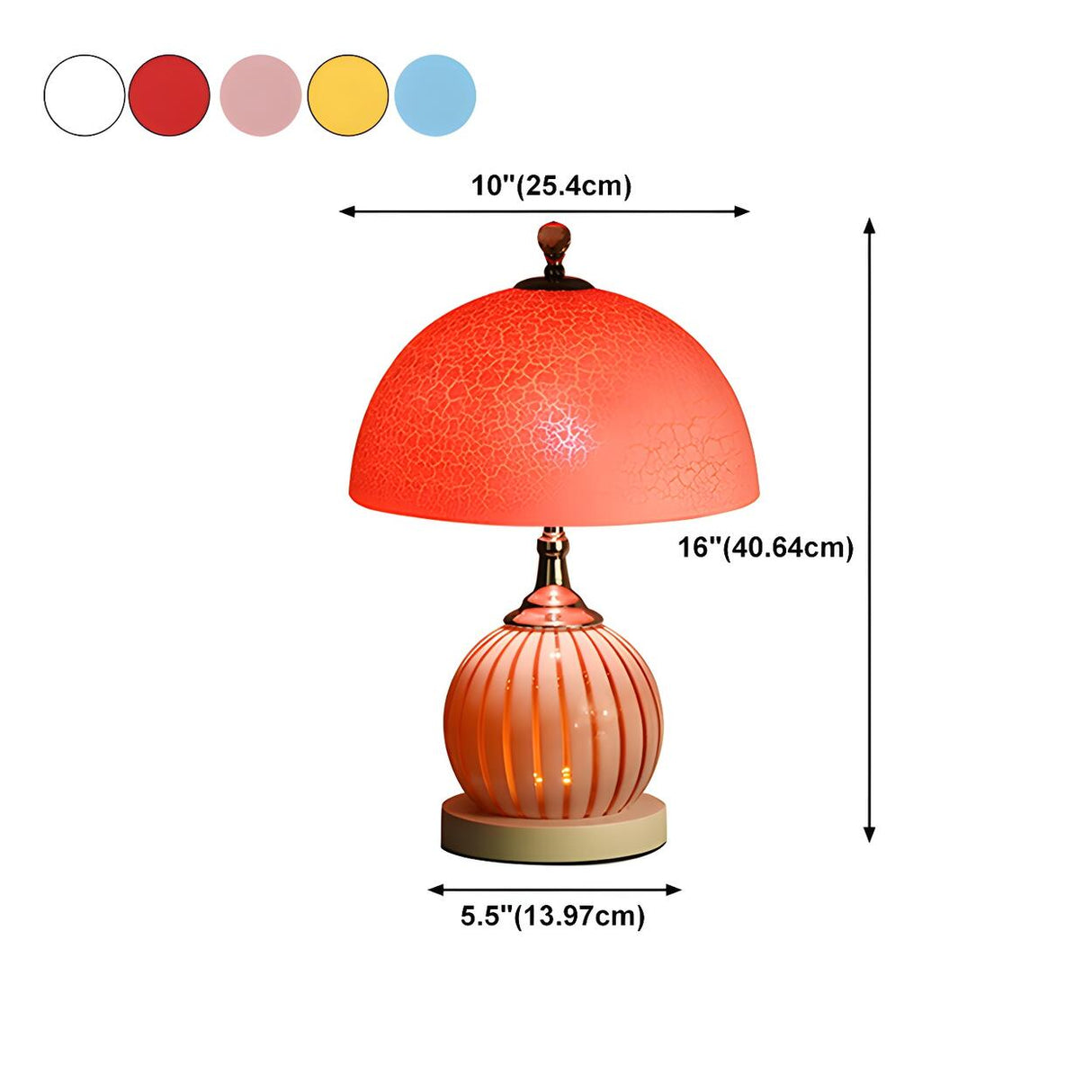 Modern Dome Shade Globe Base Glass Night Table Lamp 