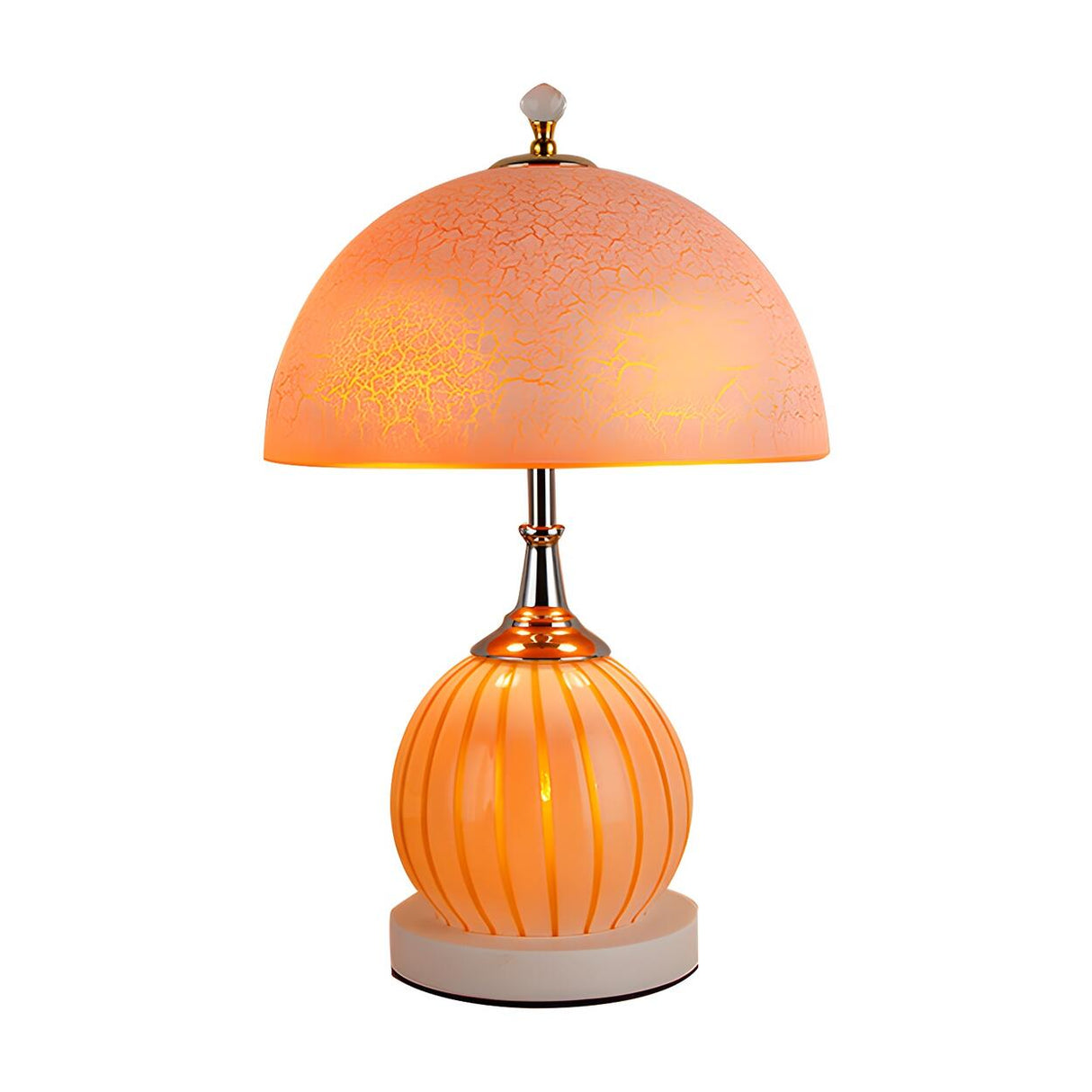 Modern Dome Shade Globe Base Glass Night Table Lamp Image - 5