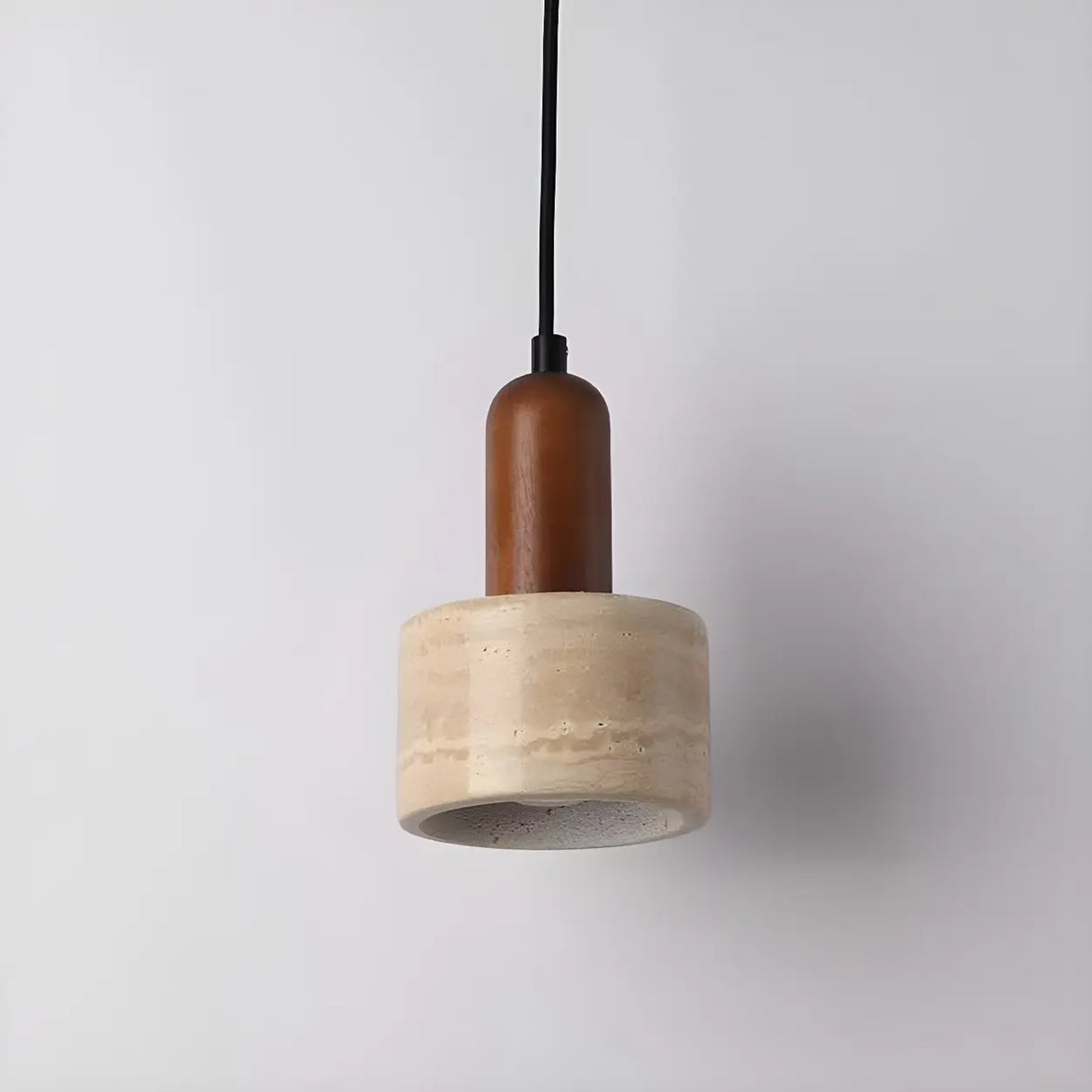 Modern Dome Walnut Stone Dining Room Pendant Light Image - 10