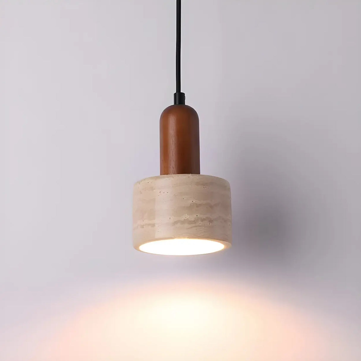 Modern Dome Walnut Stone Dining Room Pendant Light Image - 11