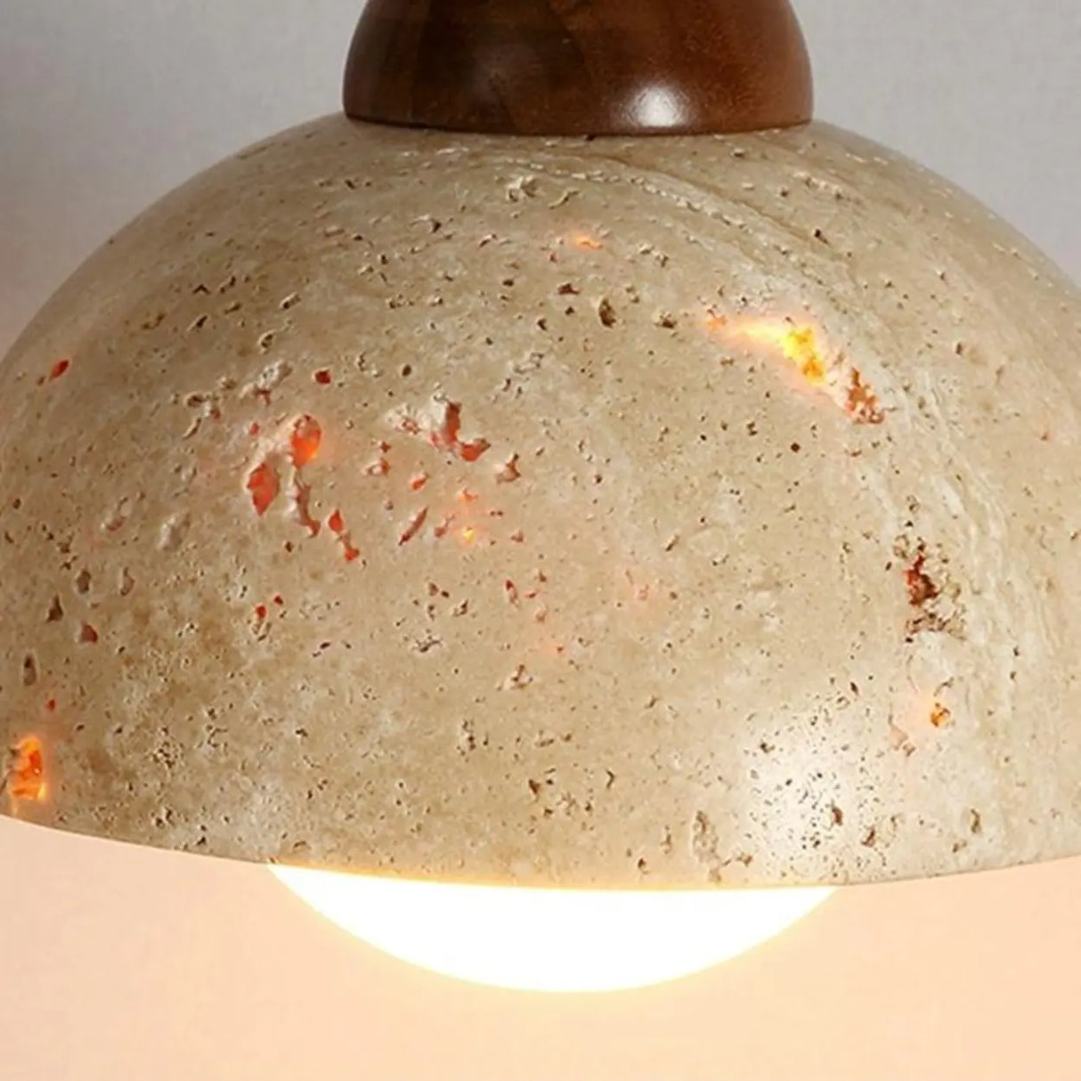 Modern Dome Walnut Stone Dining Room Pendant Light Image - 13