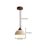 Modern Dome Walnut Stone Dining Room Pendant Light Image - 15