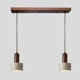 Modern Dome Walnut Stone Dining Room Pendant Light Image - 5