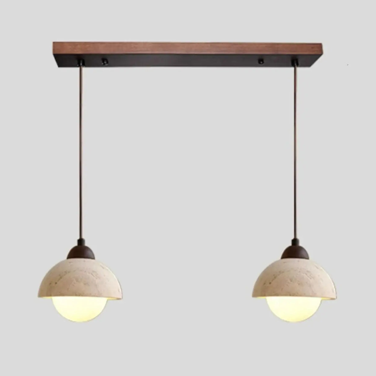 Modern Dome Walnut Stone Dining Room Pendant Light Image - 7