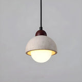 Modern Dome Walnut Stone Dining Room Pendant Light Image - 8