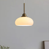 Modern Dome White Glass Pendant Light Adjustable Chrome Image - 9