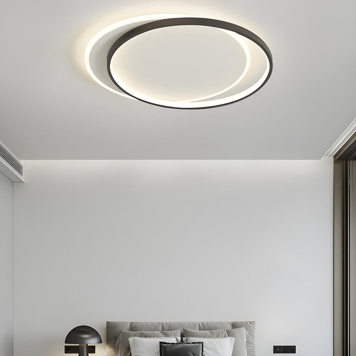 Modern Double Circle LED Flush Mount Ceiling Light Image - 3