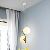 Modern Double Globe Pendant Light Gold Minimalist Chandelier Image - 1