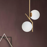 Modern Double Globe Pendant Light Gold Minimalist Chandelier Image - 2