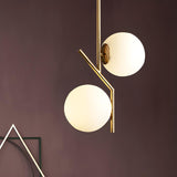 Modern Double Globe Pendant Light Gold Minimalist Chandelier Image - 5