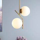 Modern Double Globe Pendant Light Gold Minimalist Chandelier Image - 7