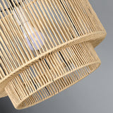 Modern Double Layer Cylinder Woven Rattan Pendant Light Image - 18