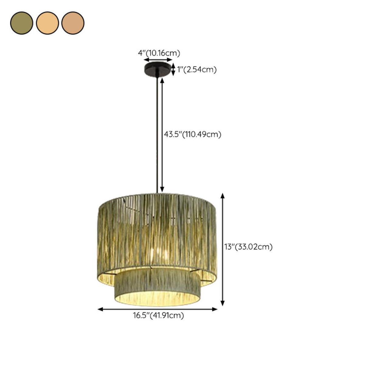 Modern Double Layer Cylinder Woven Rattan Pendant Light 