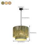 Modern Double Layer Cylinder Woven Rattan Pendant Light #size