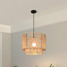 Modern Double Layer Cylinder Woven Rattan Pendant Light Image - 5