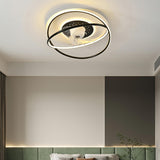 Modern Double Ring 7 Clear Blades LED Ceiling Fan Light Image - 14