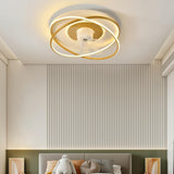 Modern Double Ring 7 Clear Blades LED Ceiling Fan Light Image - 4