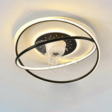 Modern Double Ring 7 Clear Blades LED Ceiling Fan Light Image - 9