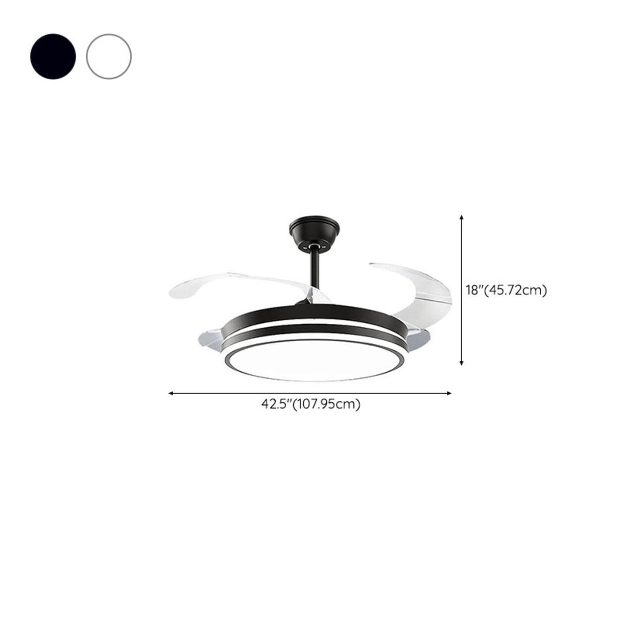 Modern Down Rod 3 Clear Blade LED Ceiling Fan Light 