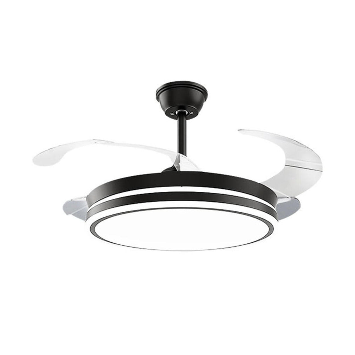 Modern Down Rod 3 Clear Blade LED Ceiling Fan Light Image - 5